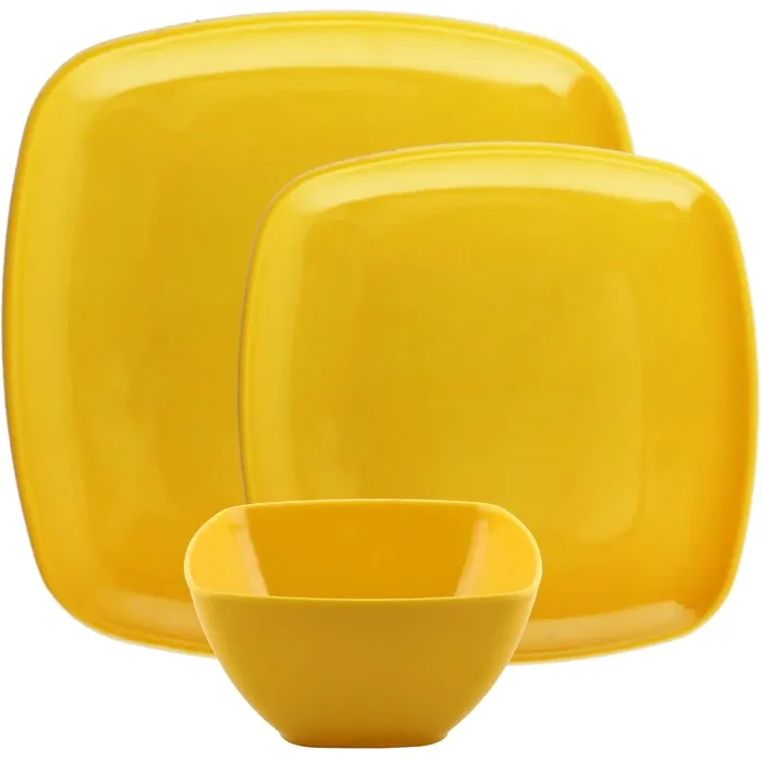 12 Piece Square Melamine Dinnerware Set, Service for 4 HAB279