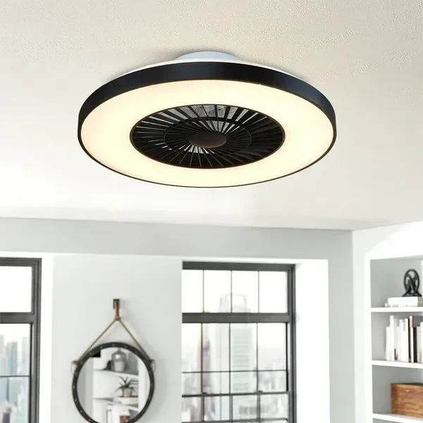 14.17” Machella 7 – Blade LED Flush Mount Ceiling Fan with Remote Control and Light Kit Included