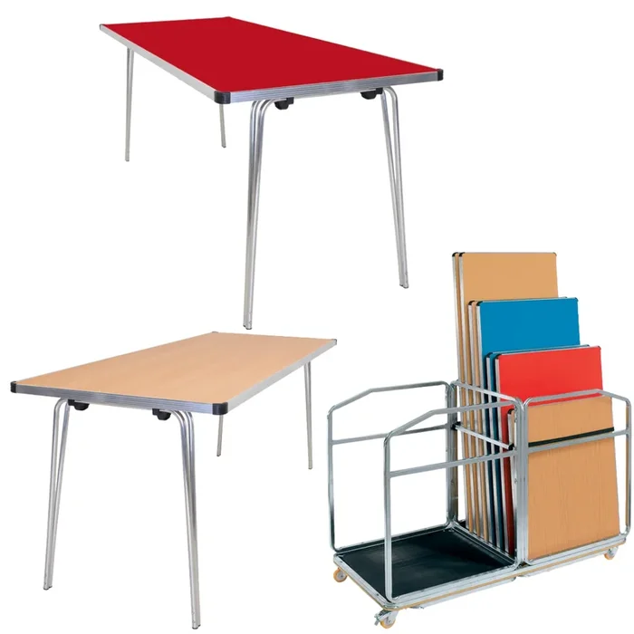 14 x Gopak Contour Plus Lightweight Folding Tables + Large Trolley Bundle