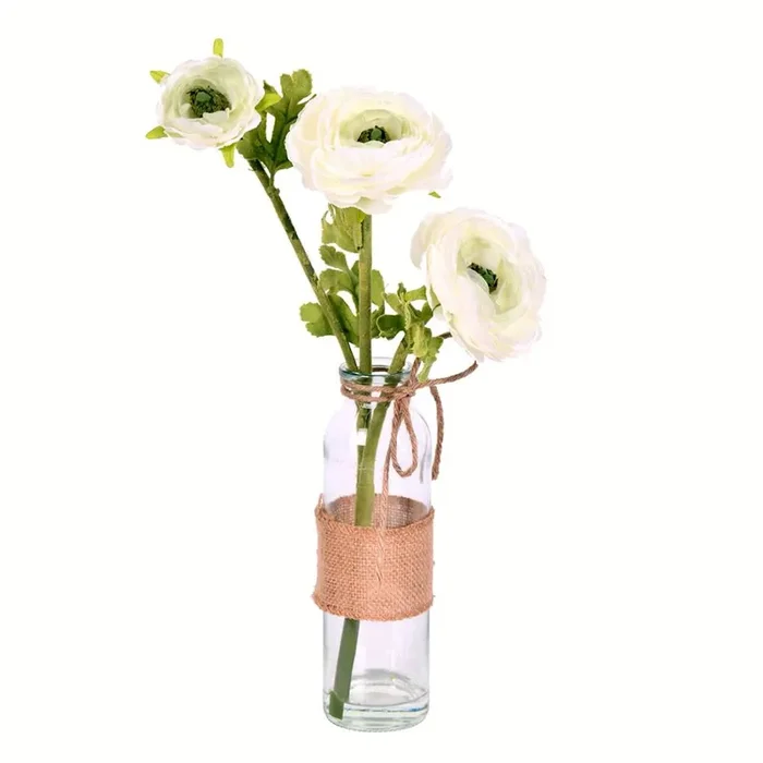 15″ Cream Camellia in Glass Pk/2 ss533