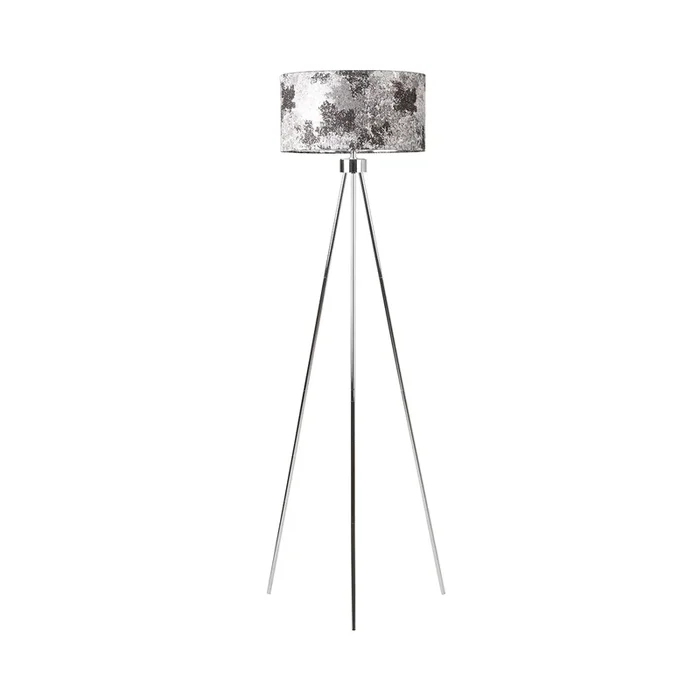 159cm Chrome Tripod Floor Lamp Black and White Linen Shade Silver Inside – Dual Plug