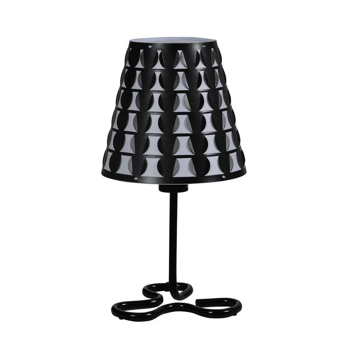 16″ Black Bedside Table Lamp With Black And White Polka Dots Empire Shade