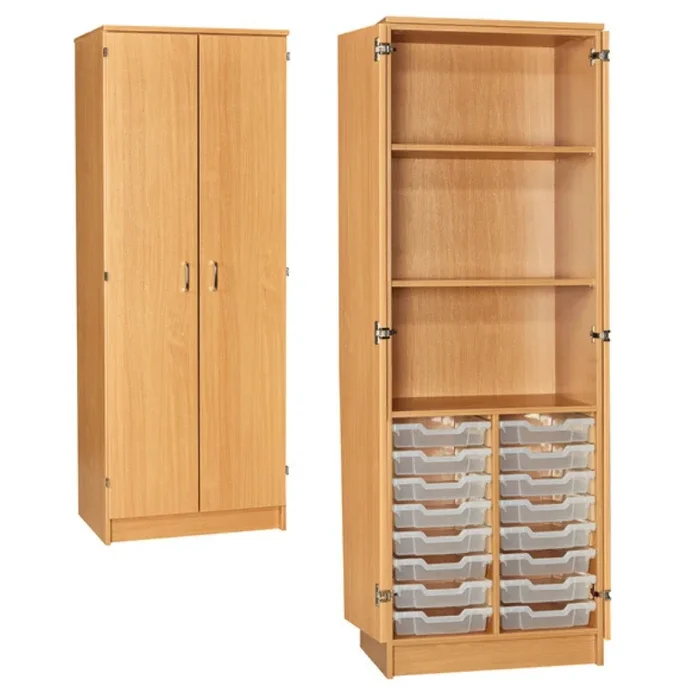16 Shallow Tray Double Bay Cupboard + Top Shelves – Full Doors H1838 x D480 x W690mm