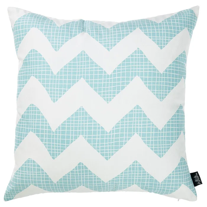 18″ Aqua Fabric Throw Pillow Cover