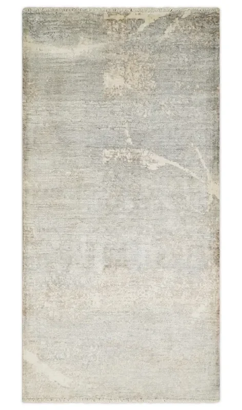 2×4 Hand Knotted Ivory and Beige Modern rug made with Art Silk| N8624