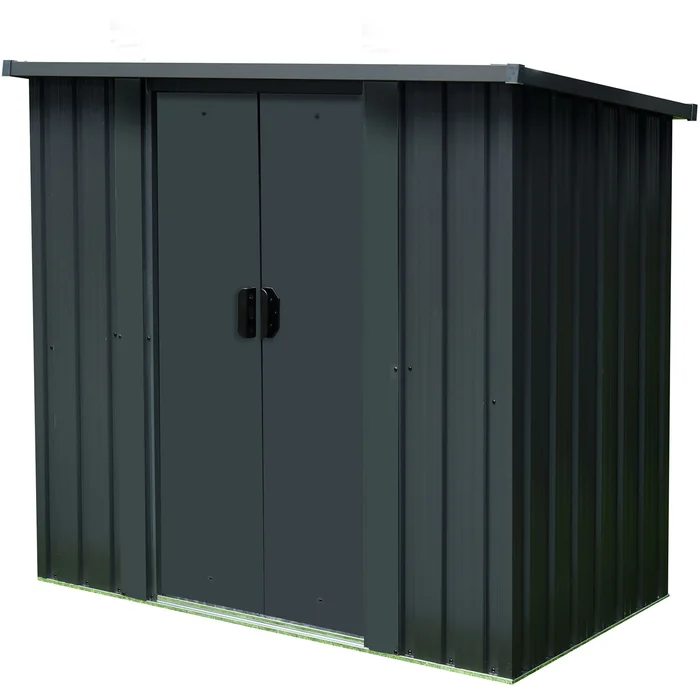 2.8-Ft. x 4.8-Ft. x 4.4-Ft. Galvanized Steel Compact Storage Shed with Double Sliding Doors, Dark Gray