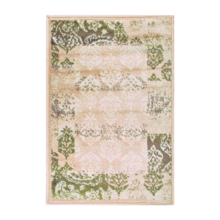 2′ X 3′ Beige Damask Power Loom Distressed Stain Resistant Area Rug