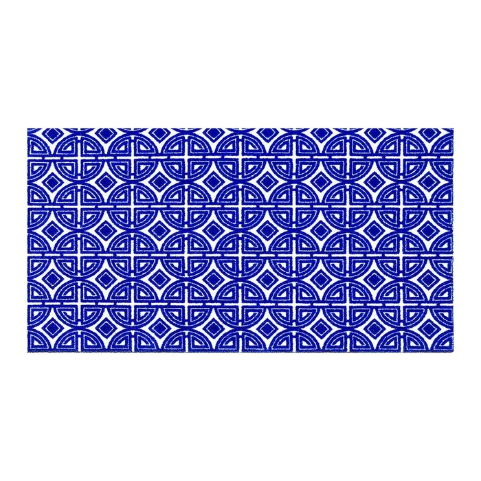 2′ X 4′ Cobalt Blue And White Geometric Washable Non Skid Area Rug