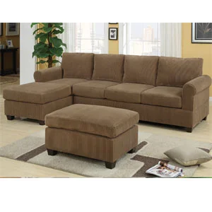2-Pc Corduroy Sectional Sofa – Tan F7146 (PX)