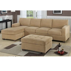 2-Pc Sectional Sofa – Khaki Waffle Suede F7130(PX)