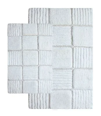 2-Piece Bath Rug Set in Ivory – Checkerboard – 14566