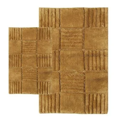 2-Piece Bath Rug Set in Linen – Checkerboard – 14565