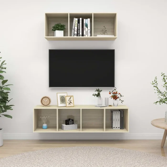2 Piece Tv Cabinet Set Engineered Wood