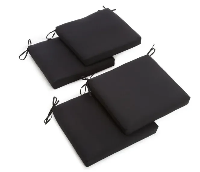 20″x21″ Twill Chair Cushion, Set of 4, Black CYB715