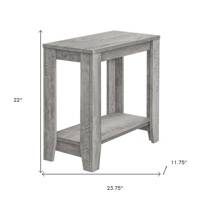 22″ Gray Wood End Table With Shelf