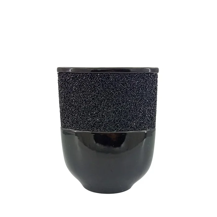 23.8cm Black Glitz and Glaze Vase