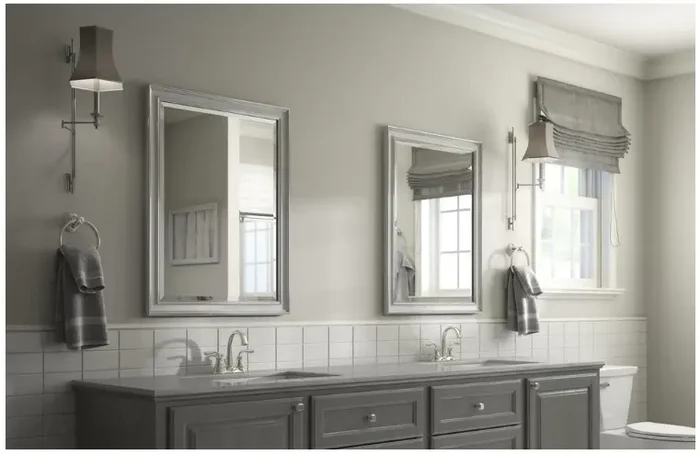 23 in. x 33 in. (S2) Rectangular Mirror Frame in Chrome and Linen (Set of 2) KB651