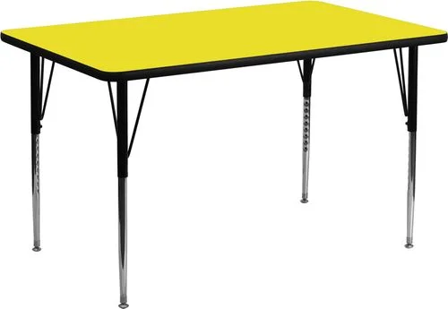 24”W x 48”L Rectangular Activity Table, 1.25” Thick High Pressure Yellow Laminate Top & Standard Height Adjustable Legs – XU-A2448-REC-YEL-H-A-GG