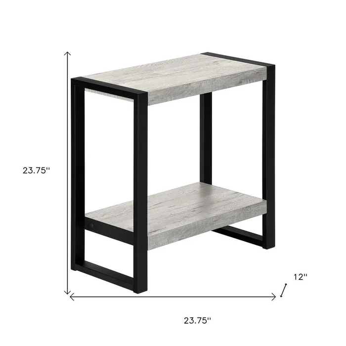 24″ Black And Gray End Table With Shelf