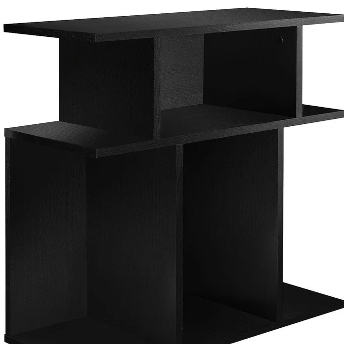 24″ Black Wood End Table With Six Open Shelves