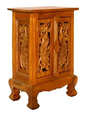 24″ Exotic Peacocks Storage Cabinet / Nightstand in Natural – frt1051