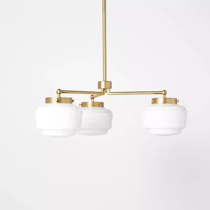 3-Arm Milk Glass Chandelier Ceiling Light, final cut