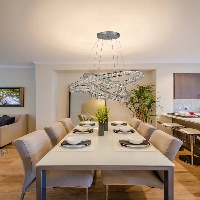 3 Band Pendant Light with Crystal