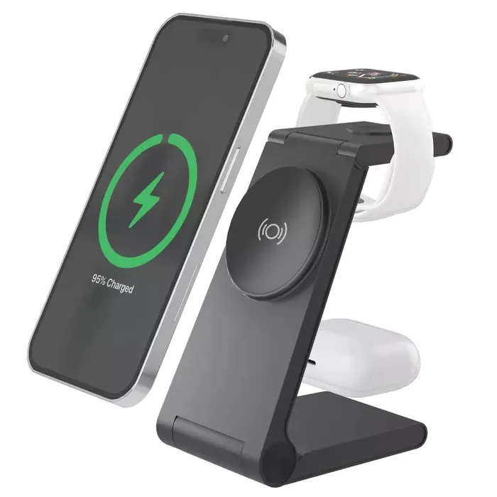 3-in-1 Magnetic Wireless Charger – Black