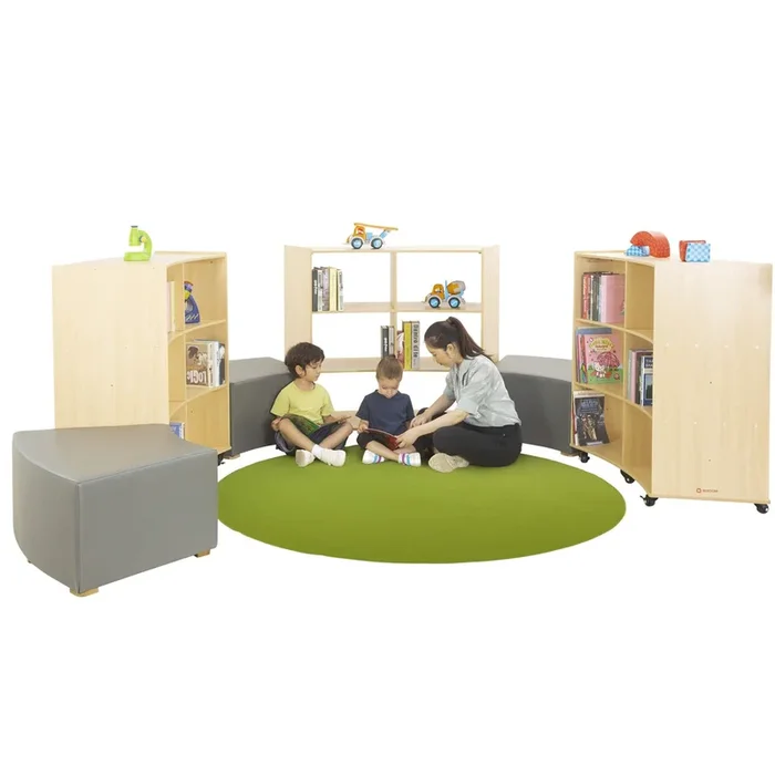 3 Shelf Curved Storage Unit + 3 Ottomans