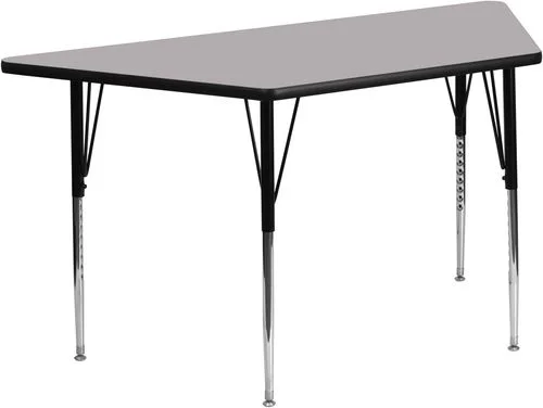 30”W x 60”L Gray Trapezoid Activity Table with Standard Adjustable Legs – XU-A3060-TRAP-GY-T-A-GG
