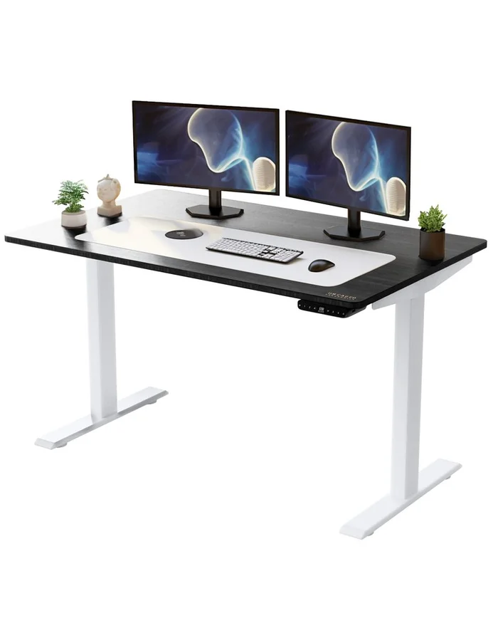 30″ Adjustable Black and White Stainless Steel Standing Desk