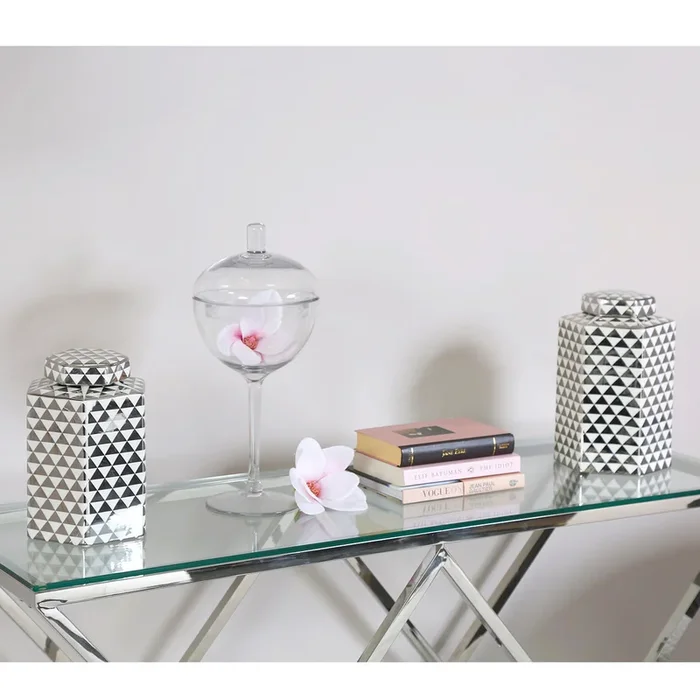 30cm Ginger Jar White And Silver