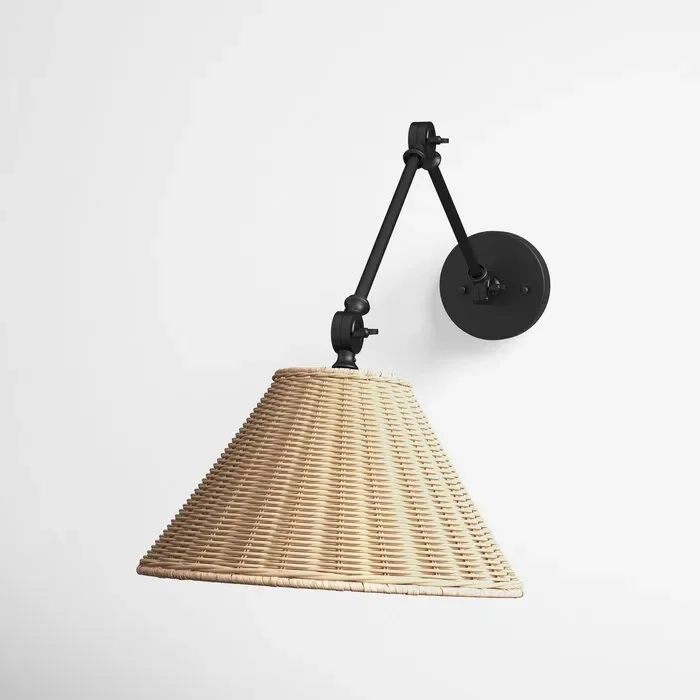 31” H x 18” W x 22” D Black Mackinaw Iron Swing Arm Sconce