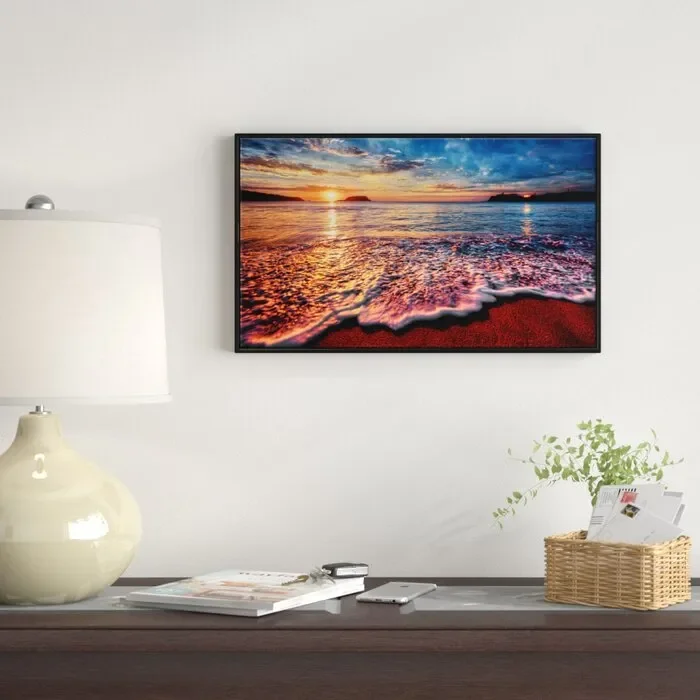 32″ H x 42″ W x 1.5″ D Peaceful Evening Beach View Wrapped Canvas Photograph