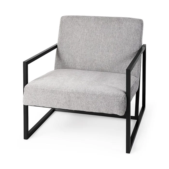 33″ Gray and Black Fabric Wingback Chair