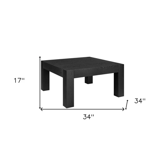 34″ Black Wood Square Coffee Table