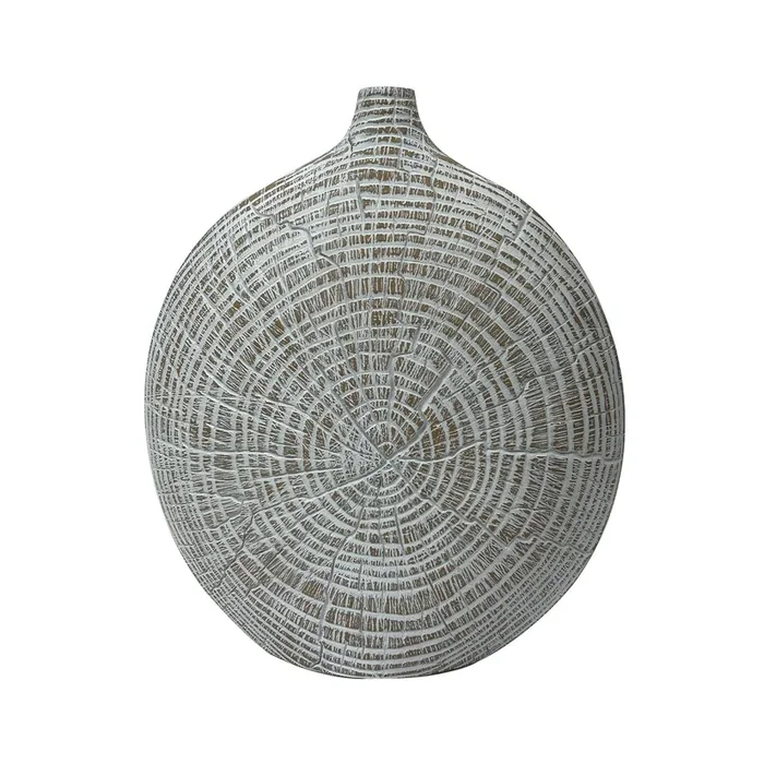 38cm White and Light Brown Polyresin Vase