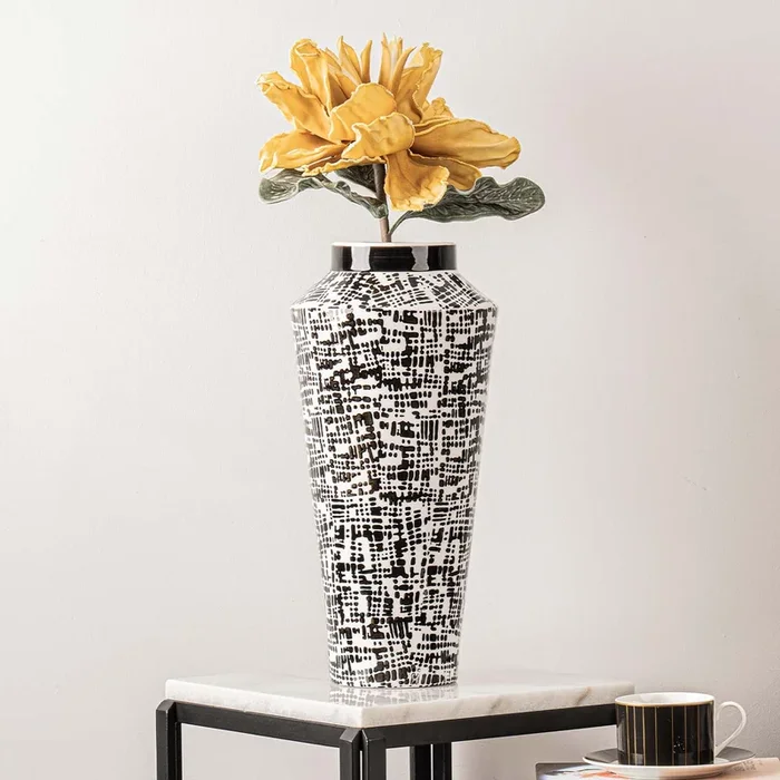 40.5cm Black and White Ceramic Vase