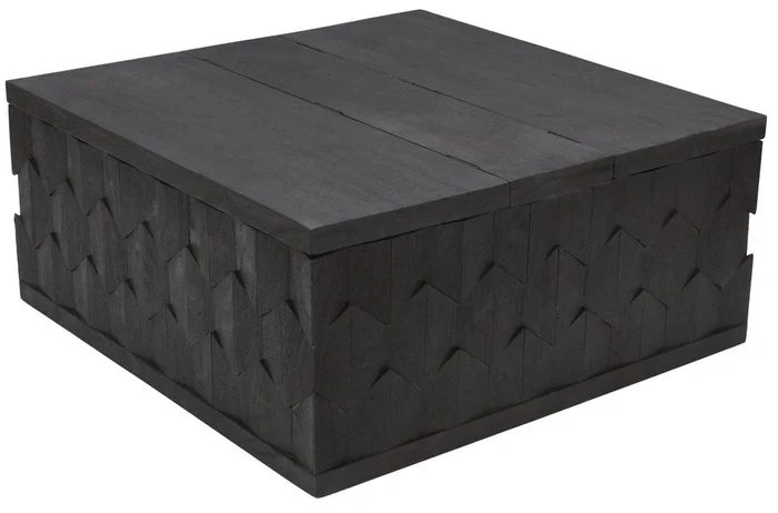 40″ Dark Gray Solid Wood Square Distressed Solid Trunk Coffee Table