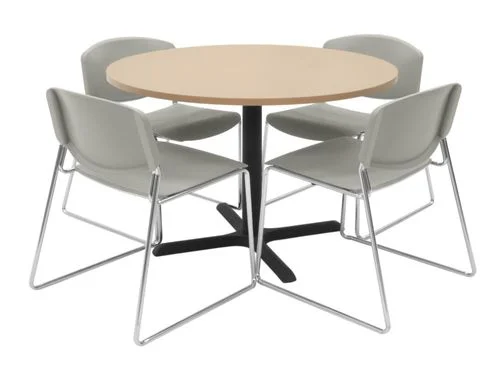 42 Inch Round Table and 4 Zeng Stack Chairs Set – TBR42BESC44