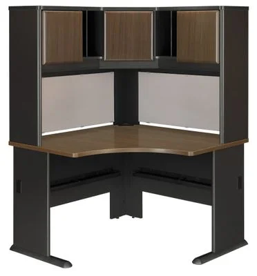 48″ Corner Desk and Hutch Set – Series A Walnut Collection – Bush Office Furniture – WC25566-67