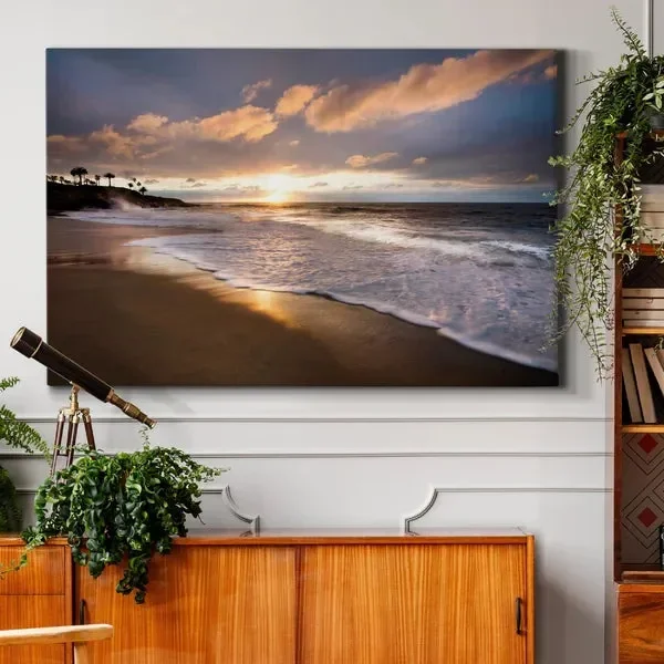 48″ H x 32″ W x 1″ D Sunset Beach – Wrapped Canvas Print