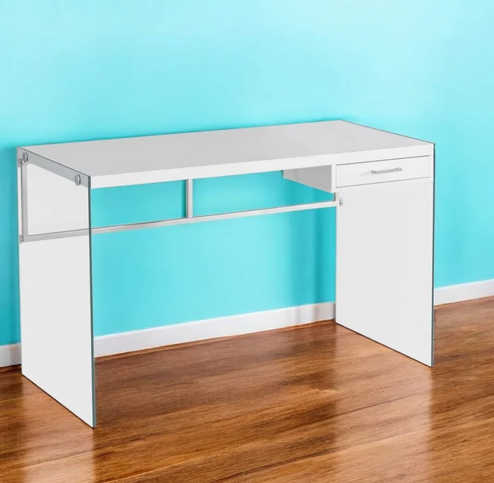 48″ White and Clear Computer Desk