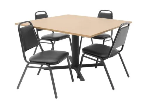 48″x48″ Table and 4 Restaurant Stackers Set – TBS48BESC29BK