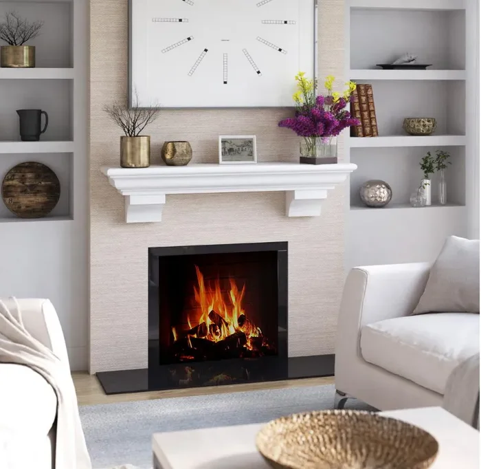 48 in. Traditional Pearl White Cap-Shelf Mantel