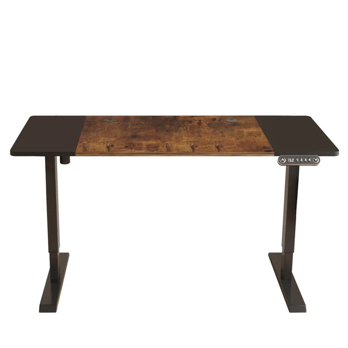 55″ Adjustable Brown and Black and Black Computer Desk