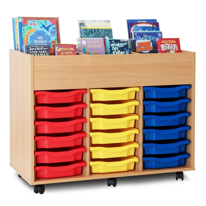 6 Bay Mobile Kinderbox With 18 Shallow Trays