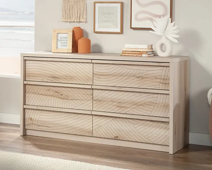 6-Drawer Wood Dresser in Pacific Maple