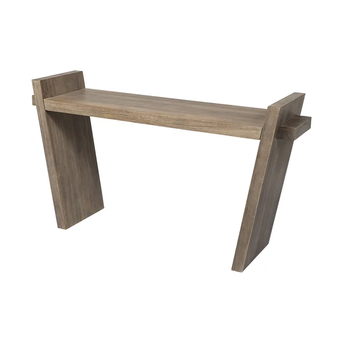 60″ Brown Solid Wood Slanted Base Console Table