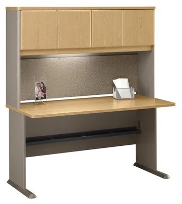 60″ Desk and Hutch Set – Series A Light Oak Collection – Bush Office Furniture – WC64360-61